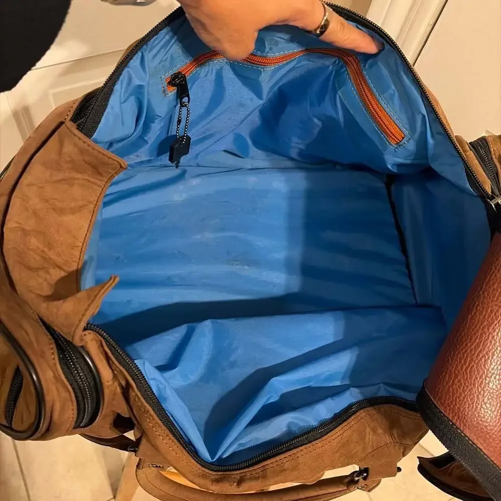 Vintage Spalding  Brown Leather Duffle Bag Weekender Travel Carry On Luggage
